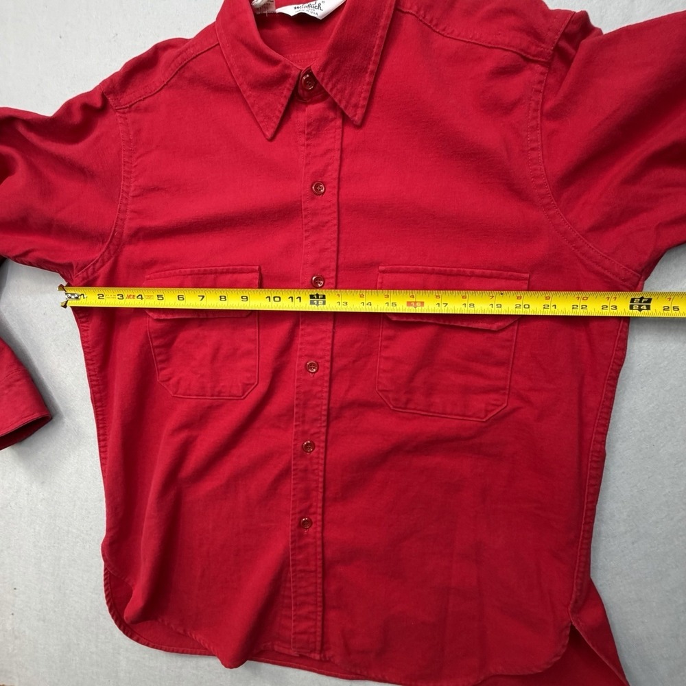 Vintage 70/80s Woolrich Red Cotton Canvas Chamois Shacket Work Shirt USA Made XL - Picture 6 of 8
